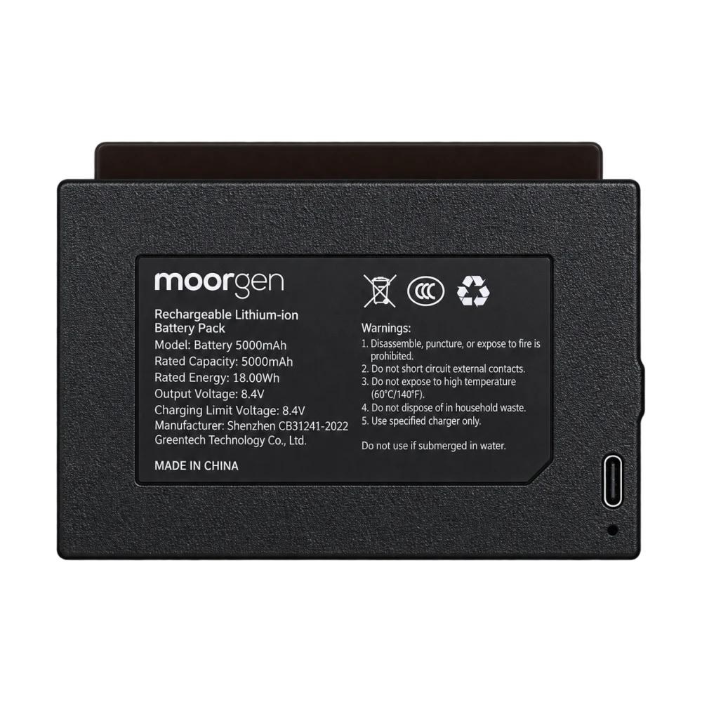 ملصق بطارية Moorgen سعة 5000 مللي أمبير ومنفذ شحن USB Type-C
